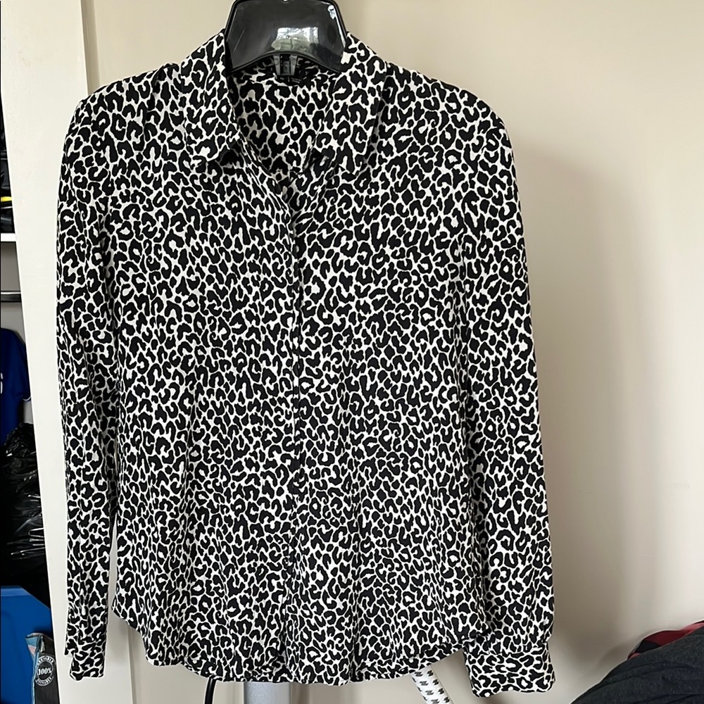 Theory Silk Animal Print Blouse